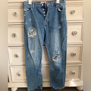 We The Free Ripped Blue Boyfriend Jeans